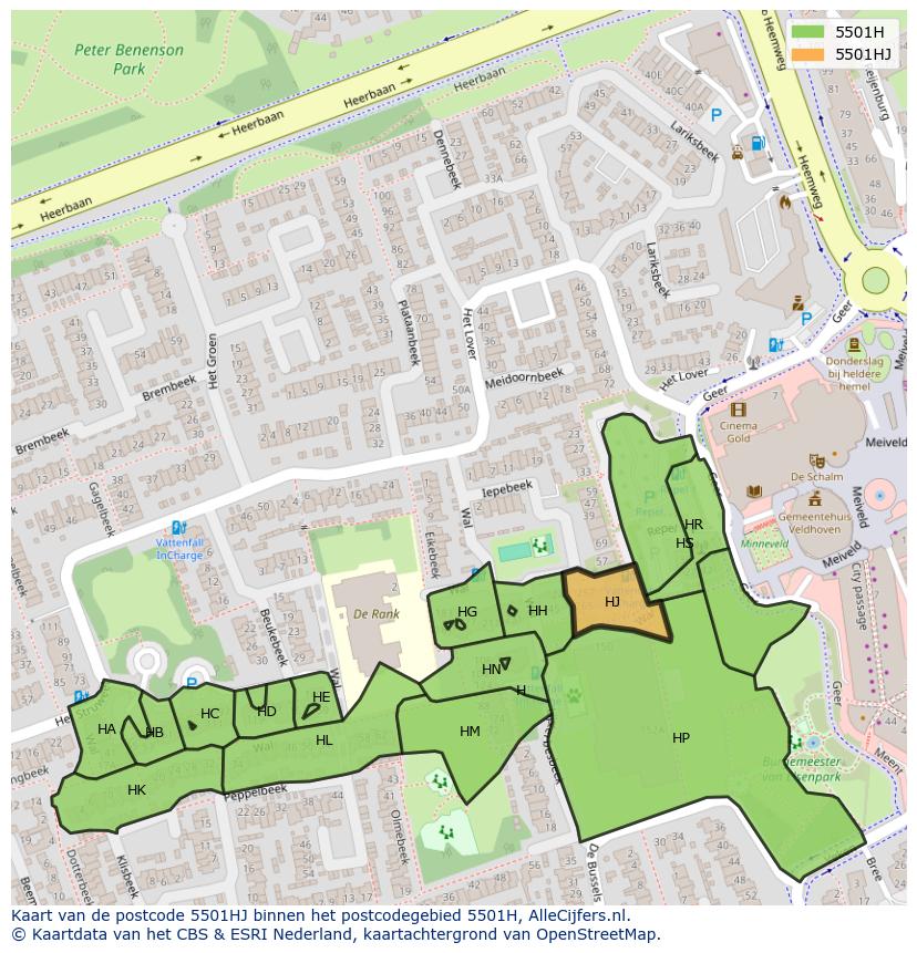 Afbeelding van het postcodegebied 5501 HJ op de kaart.