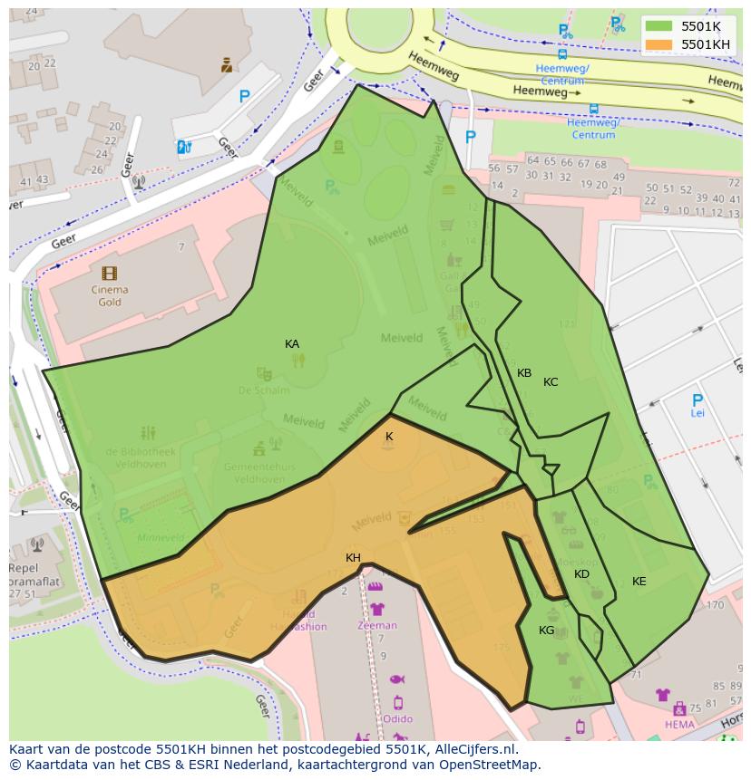 Afbeelding van het postcodegebied 5501 KH op de kaart.