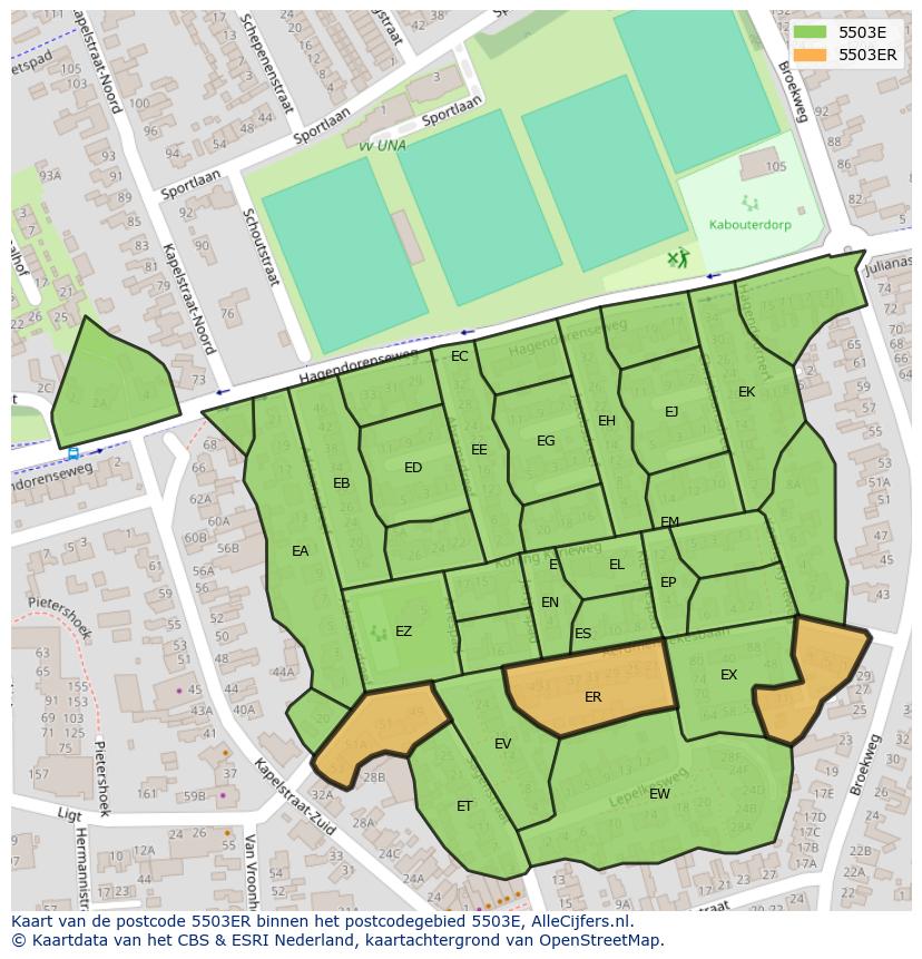 Afbeelding van het postcodegebied 5503 ER op de kaart.