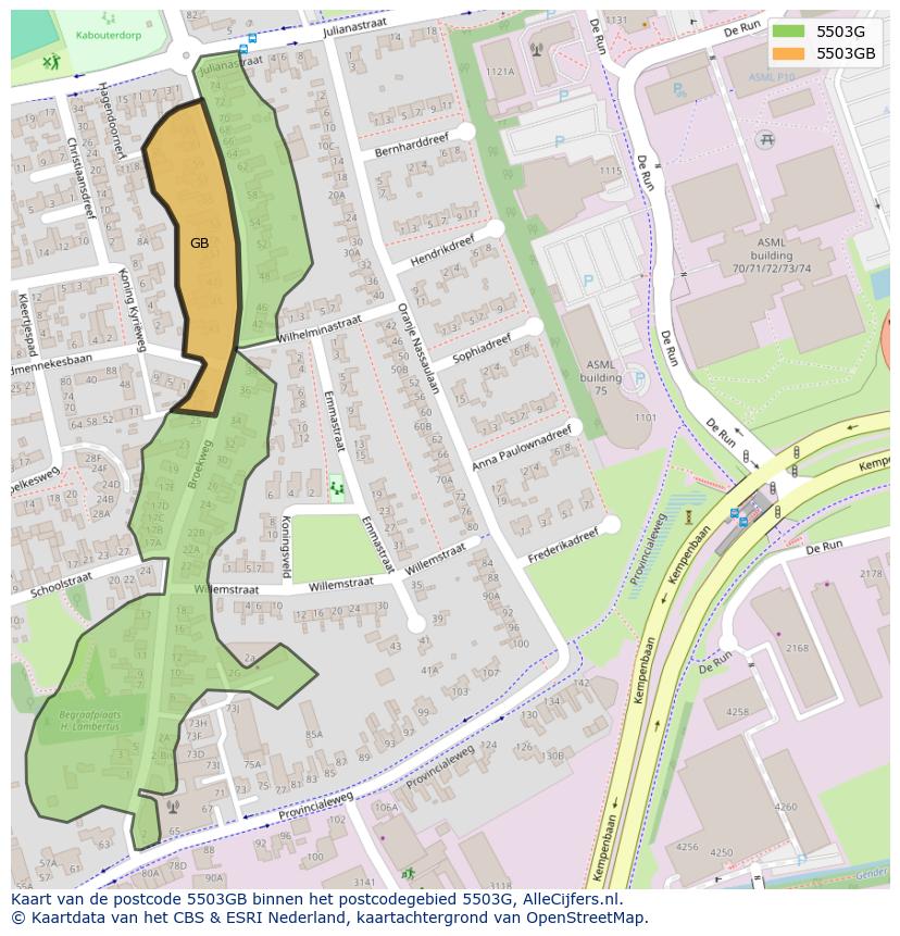 Afbeelding van het postcodegebied 5503 GB op de kaart.