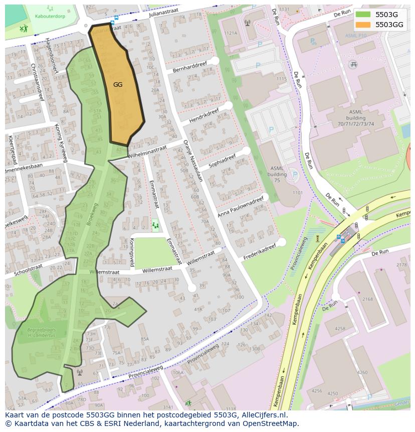 Afbeelding van het postcodegebied 5503 GG op de kaart.
