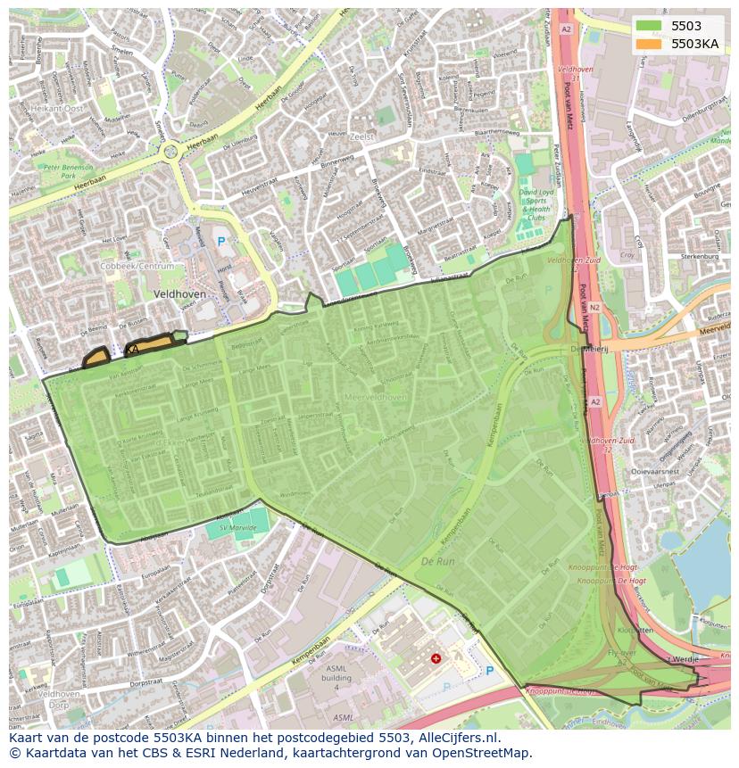 Afbeelding van het postcodegebied 5503 KA op de kaart.