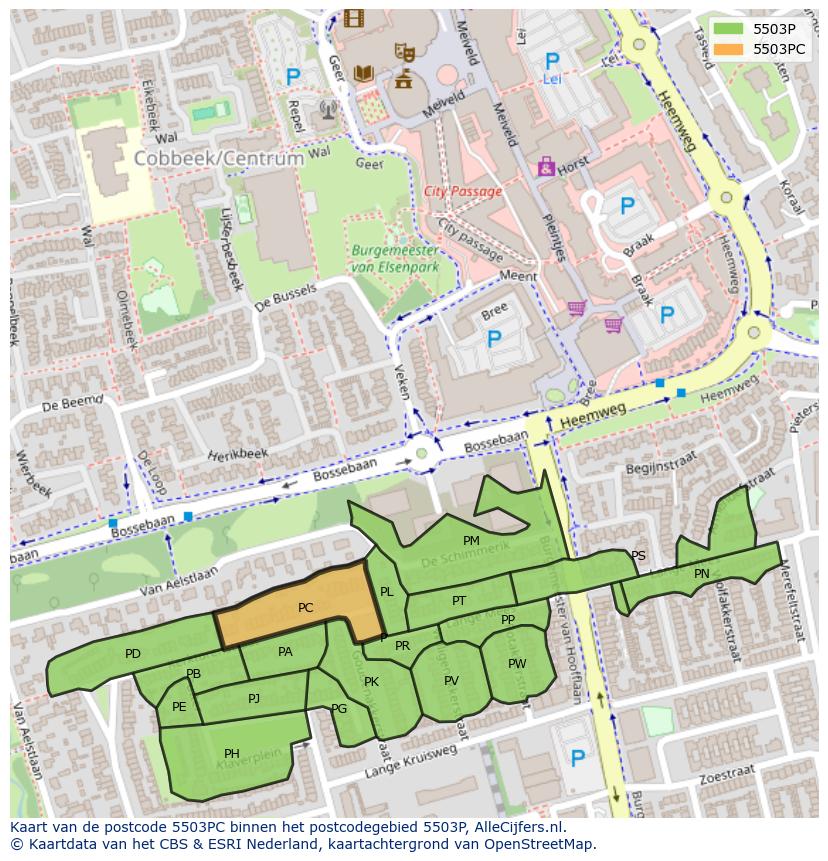 Afbeelding van het postcodegebied 5503 PC op de kaart.
