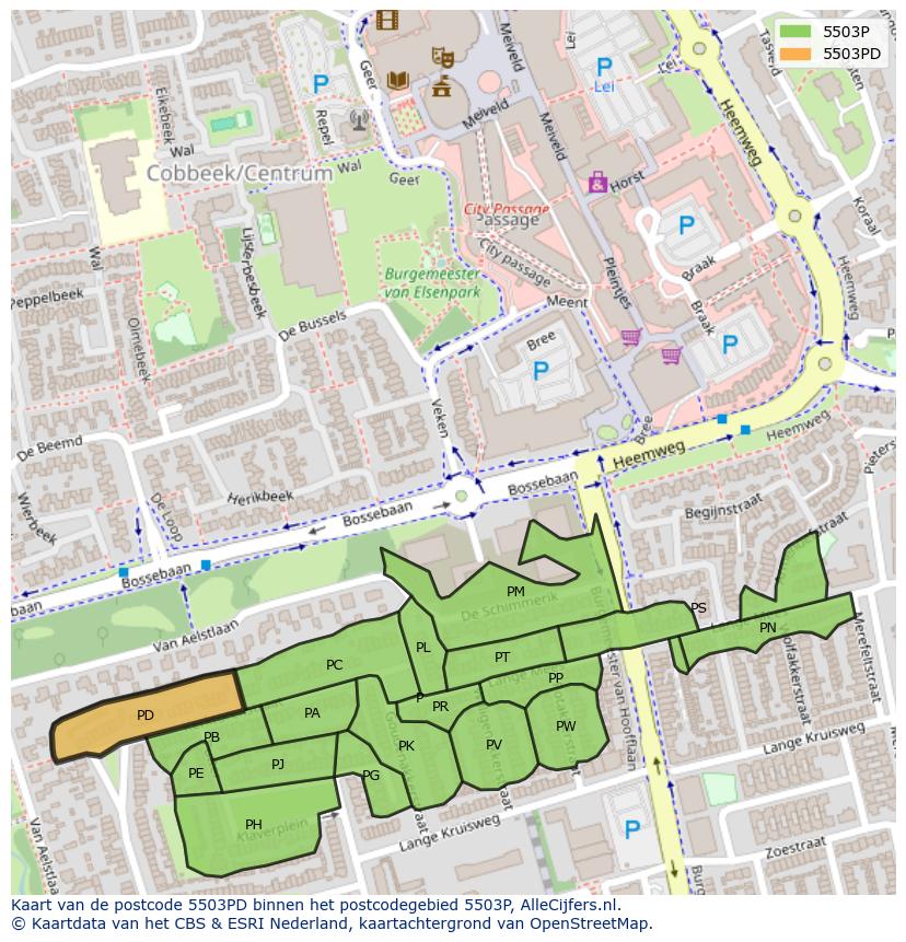 Afbeelding van het postcodegebied 5503 PD op de kaart.