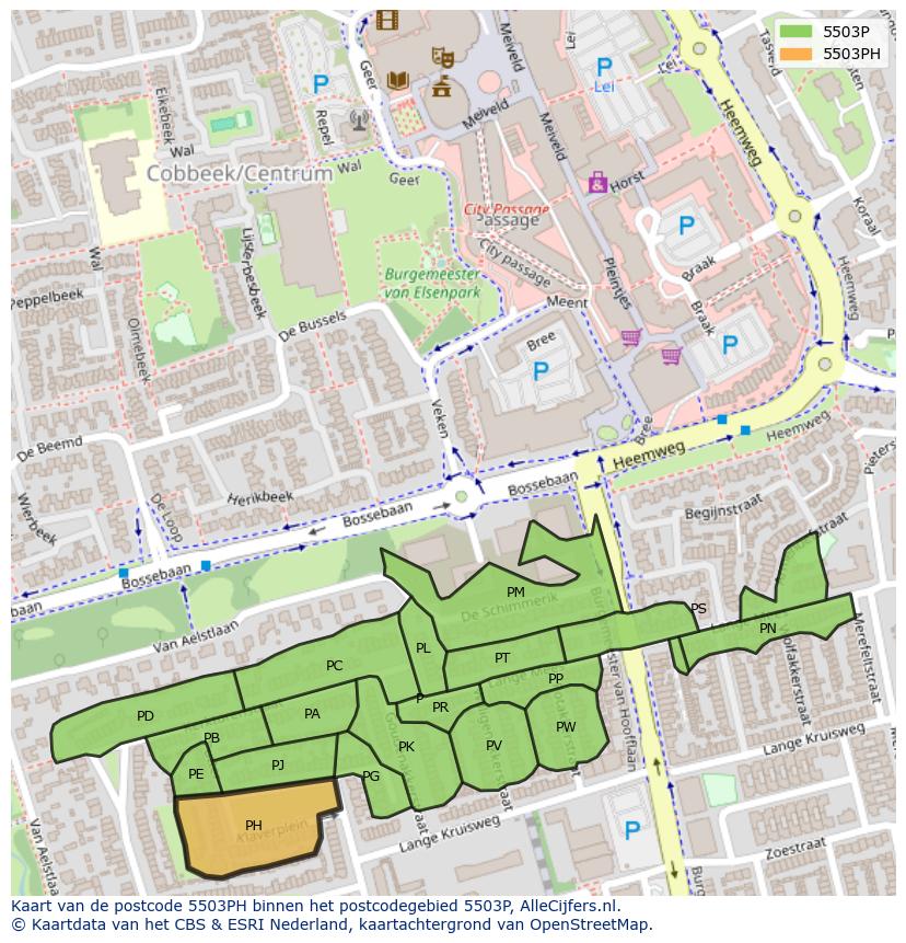 Afbeelding van het postcodegebied 5503 PH op de kaart.