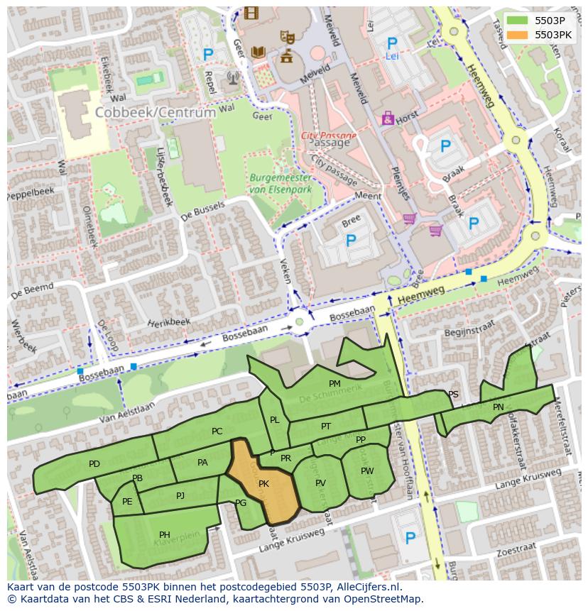 Afbeelding van het postcodegebied 5503 PK op de kaart.
