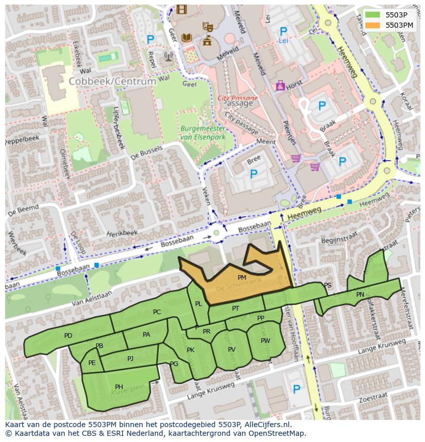 Afbeelding van het postcodegebied 5503 PM op de kaart.