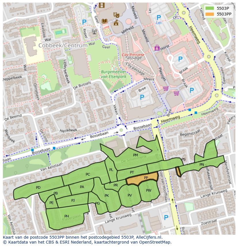 Afbeelding van het postcodegebied 5503 PP op de kaart.