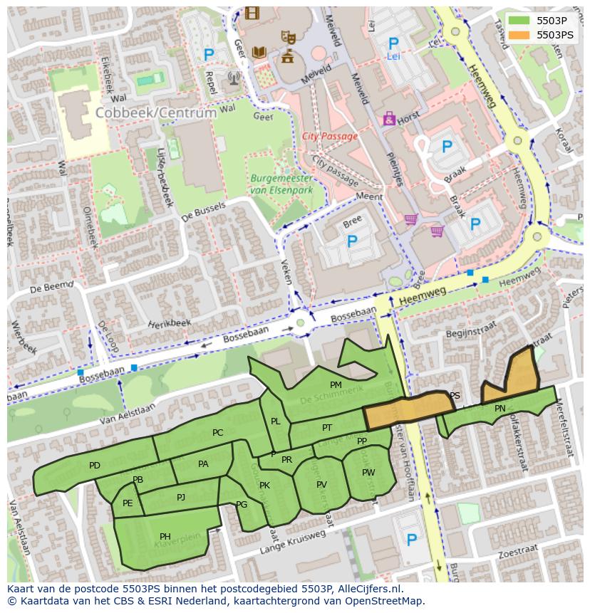 Afbeelding van het postcodegebied 5503 PS op de kaart.