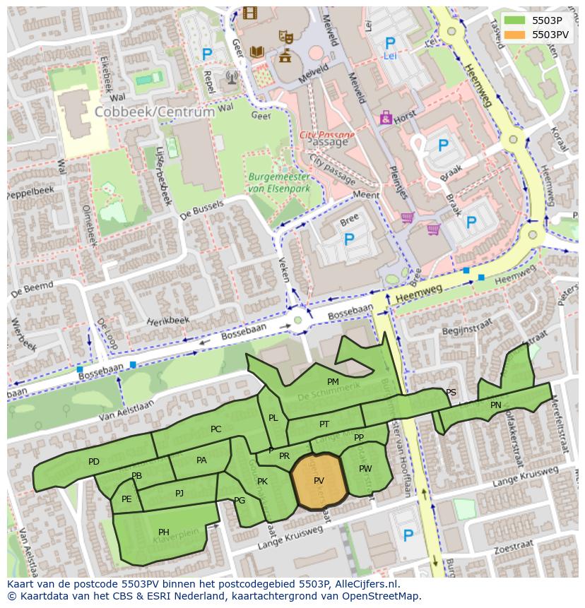 Afbeelding van het postcodegebied 5503 PV op de kaart.