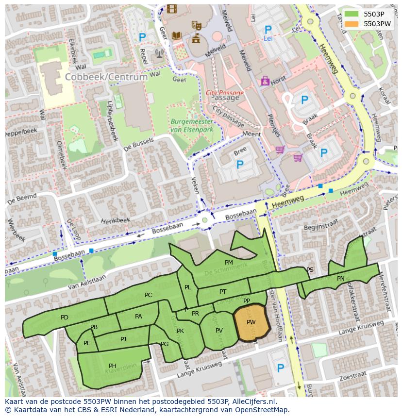 Afbeelding van het postcodegebied 5503 PW op de kaart.