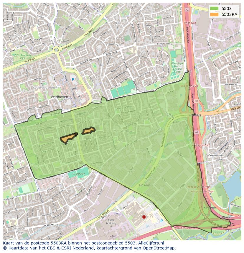 Afbeelding van het postcodegebied 5503 RA op de kaart.