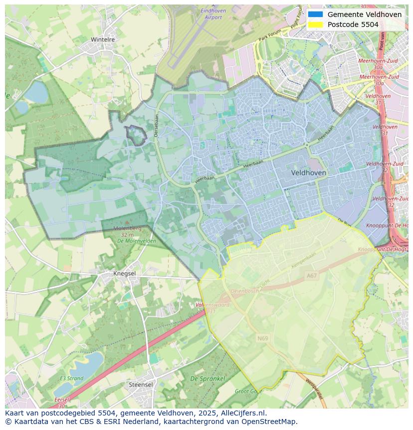 Afbeelding van het postcodegebied 5504 op de kaart.