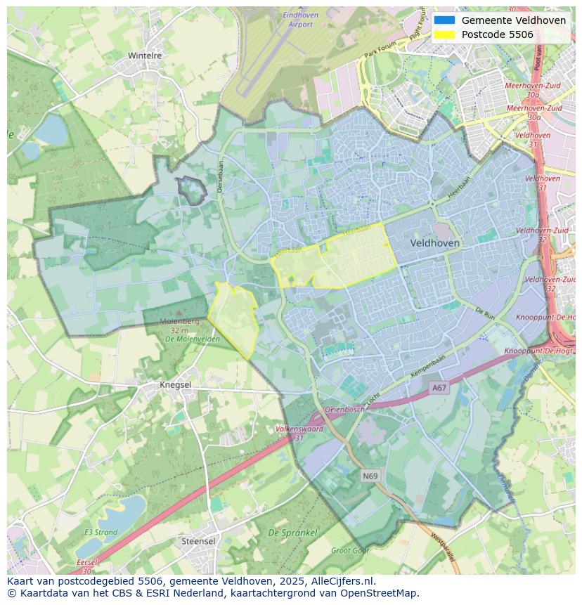 Afbeelding van het postcodegebied 5506 op de kaart.