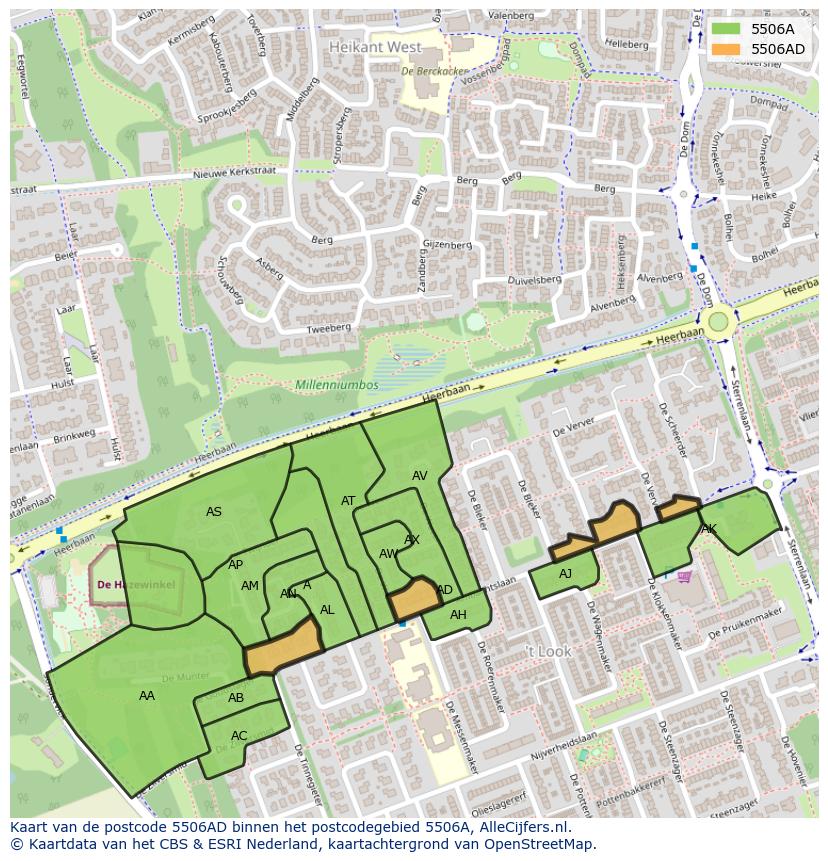 Afbeelding van het postcodegebied 5506 AD op de kaart.