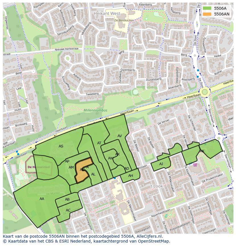 Afbeelding van het postcodegebied 5506 AN op de kaart.