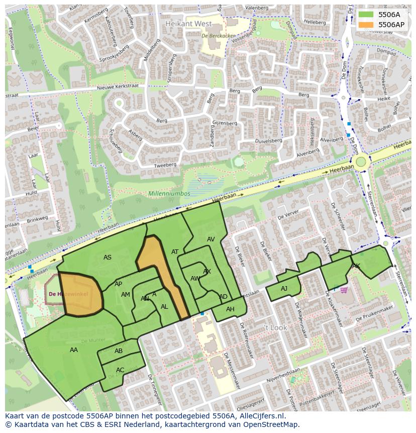 Afbeelding van het postcodegebied 5506 AP op de kaart.