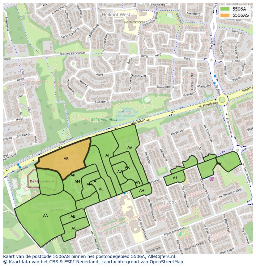 Afbeelding van het postcodegebied 5506 AS op de kaart.
