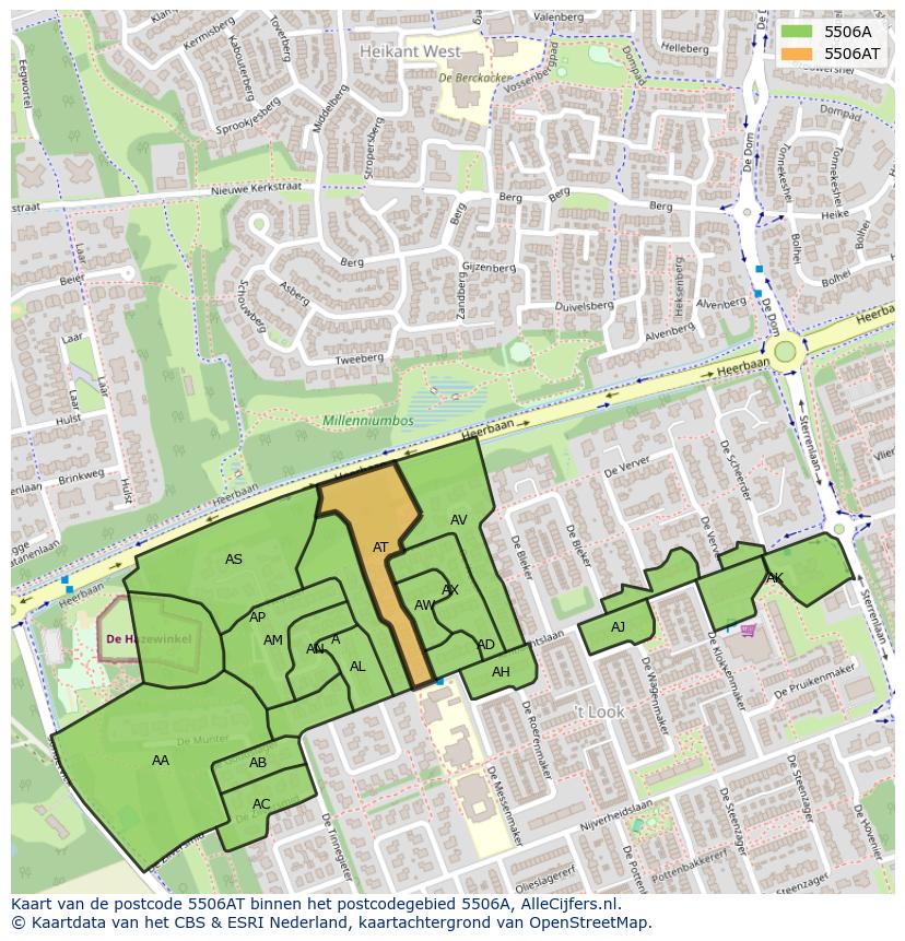 Afbeelding van het postcodegebied 5506 AT op de kaart.