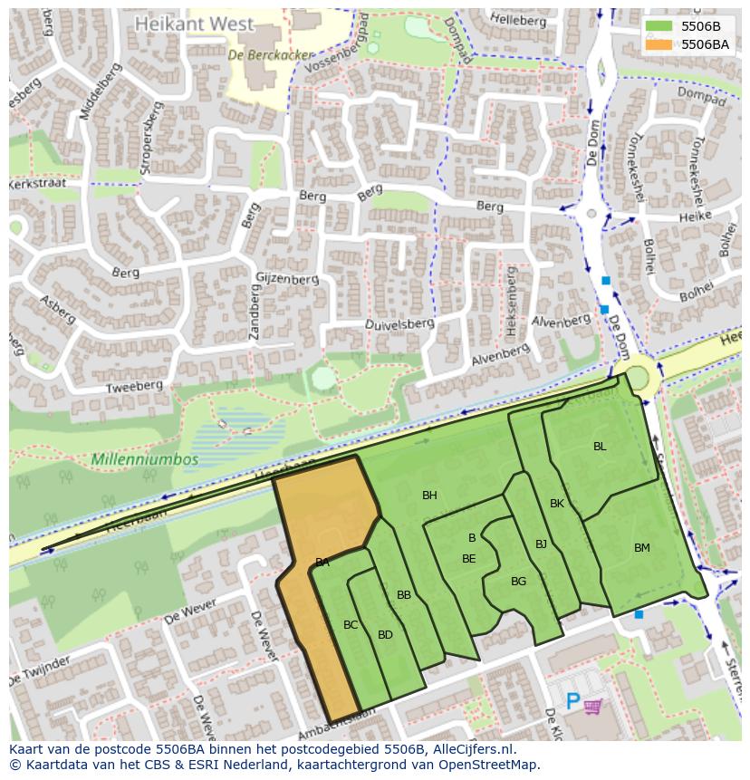 Afbeelding van het postcodegebied 5506 BA op de kaart.