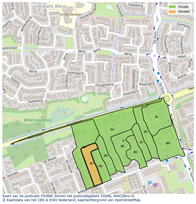 Afbeelding van het postcodegebied 5506 BC op de kaart.