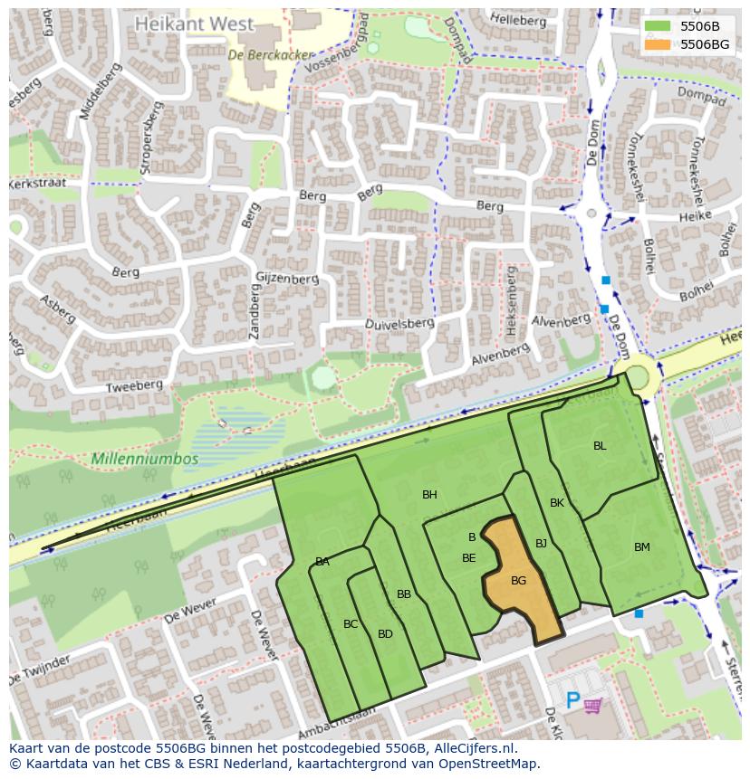 Afbeelding van het postcodegebied 5506 BG op de kaart.