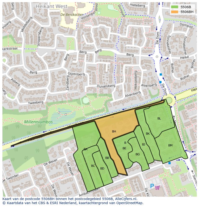 Afbeelding van het postcodegebied 5506 BH op de kaart.