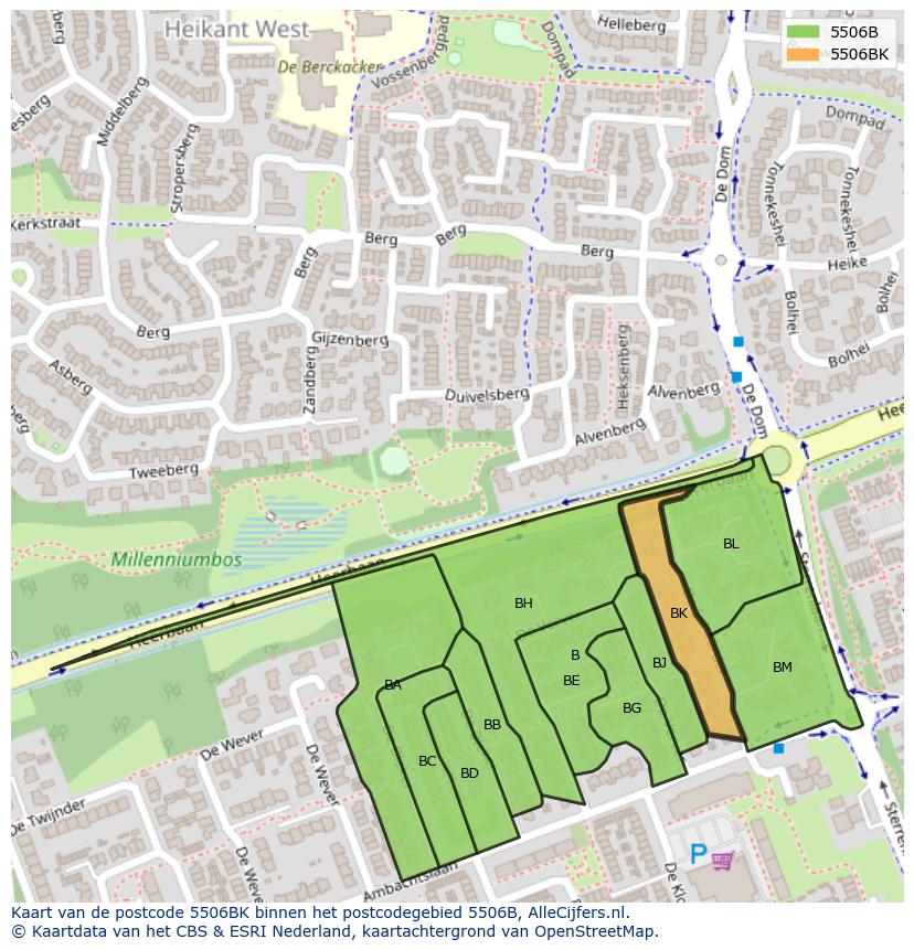 Afbeelding van het postcodegebied 5506 BK op de kaart.