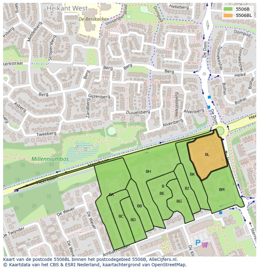 Afbeelding van het postcodegebied 5506 BL op de kaart.