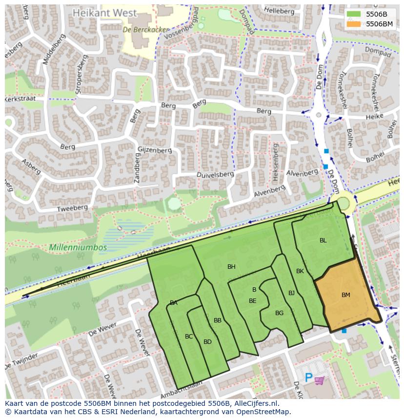 Afbeelding van het postcodegebied 5506 BM op de kaart.