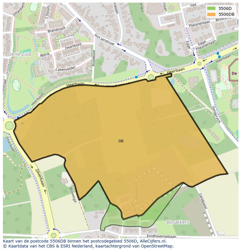 Afbeelding van het postcodegebied 5506 DB op de kaart.