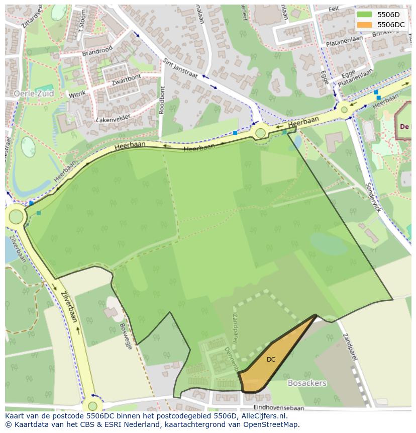 Afbeelding van het postcodegebied 5506 DC op de kaart.