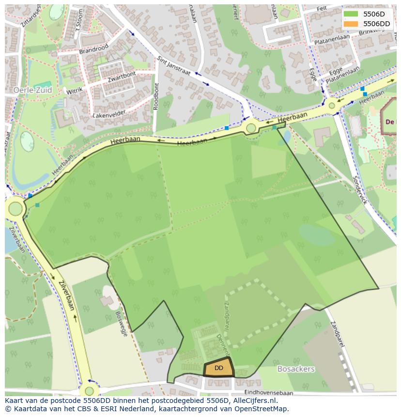Afbeelding van het postcodegebied 5506 DD op de kaart.