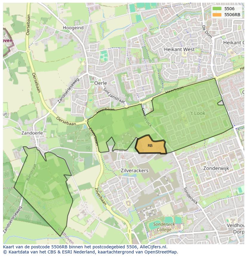 Afbeelding van het postcodegebied 5506 RB op de kaart.