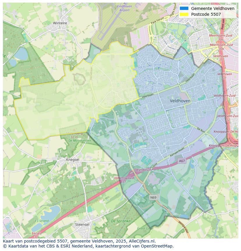 Afbeelding van het postcodegebied 5507 op de kaart.
