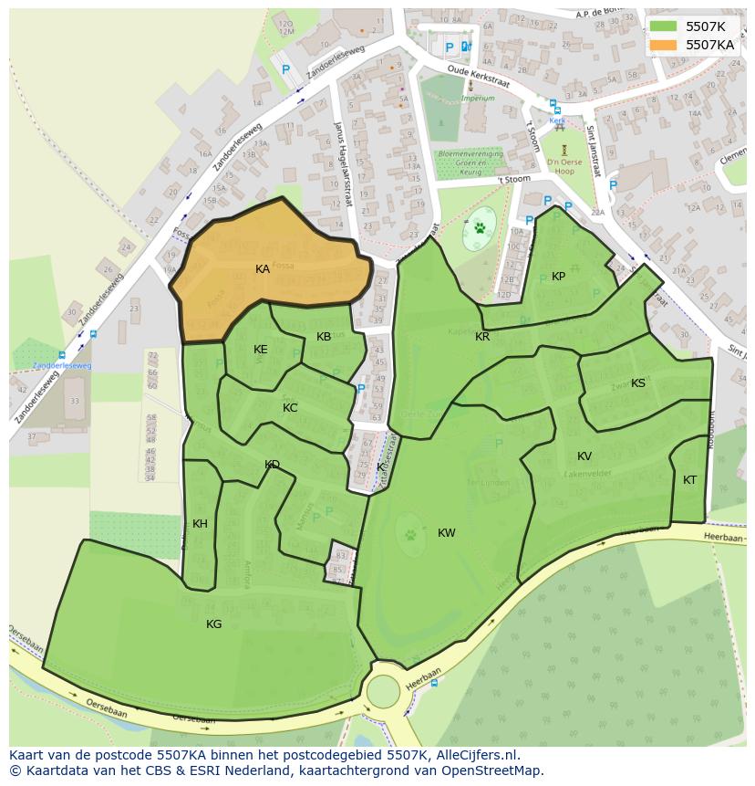 Afbeelding van het postcodegebied 5507 KA op de kaart.