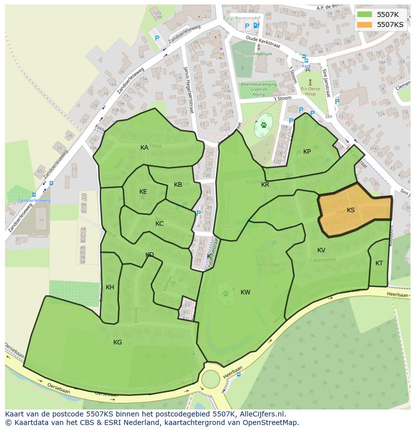 Afbeelding van het postcodegebied 5507 KS op de kaart.