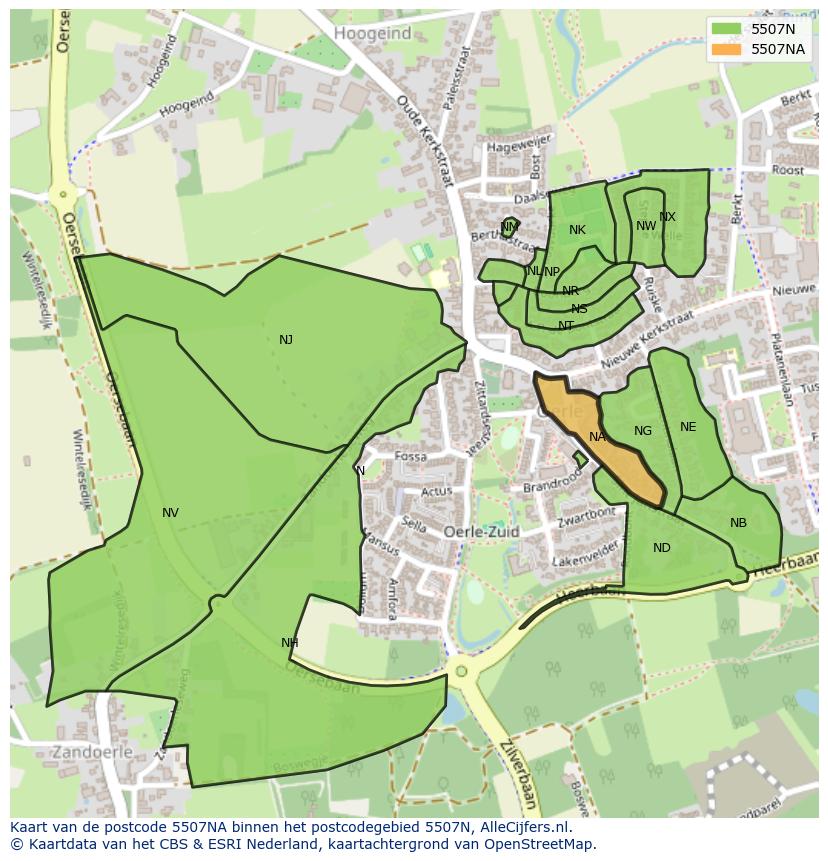 Afbeelding van het postcodegebied 5507 NA op de kaart.