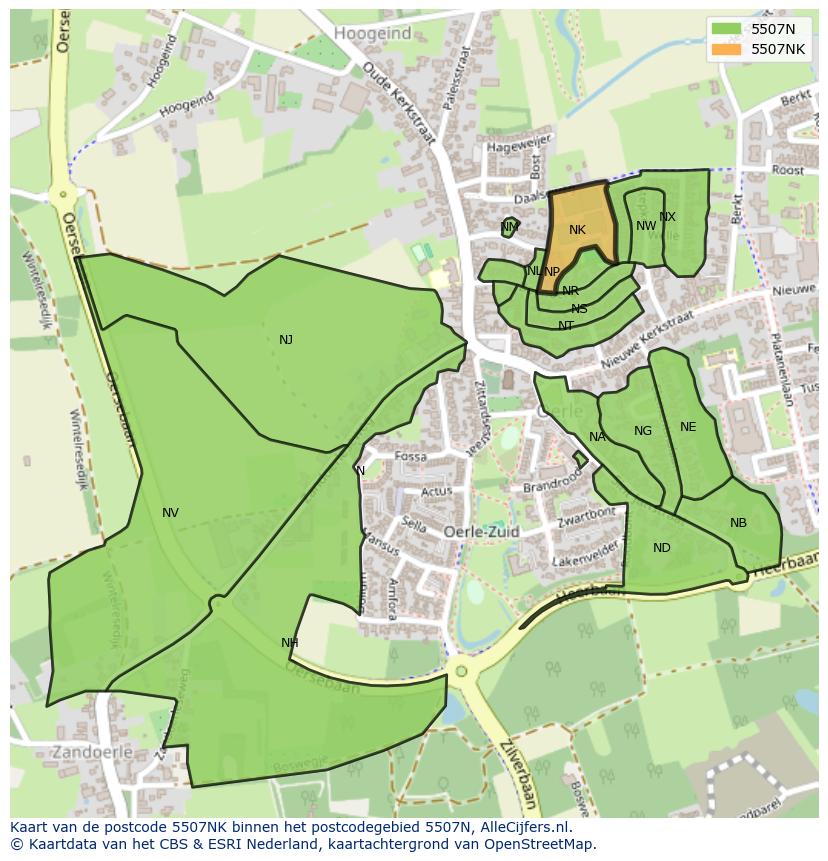 Afbeelding van het postcodegebied 5507 NK op de kaart.