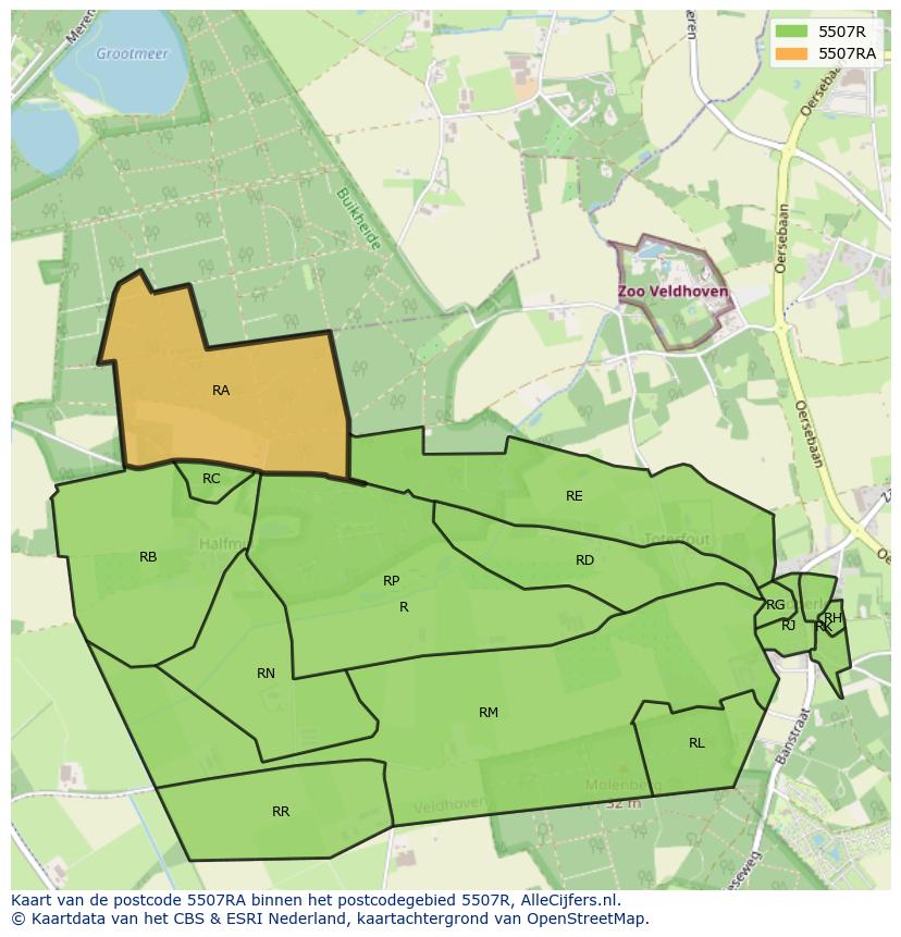 Afbeelding van het postcodegebied 5507 RA op de kaart.