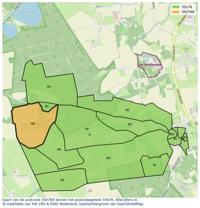 Afbeelding van het postcodegebied 5507 RB op de kaart.