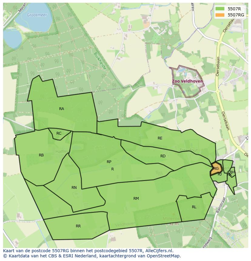 Afbeelding van het postcodegebied 5507 RG op de kaart.