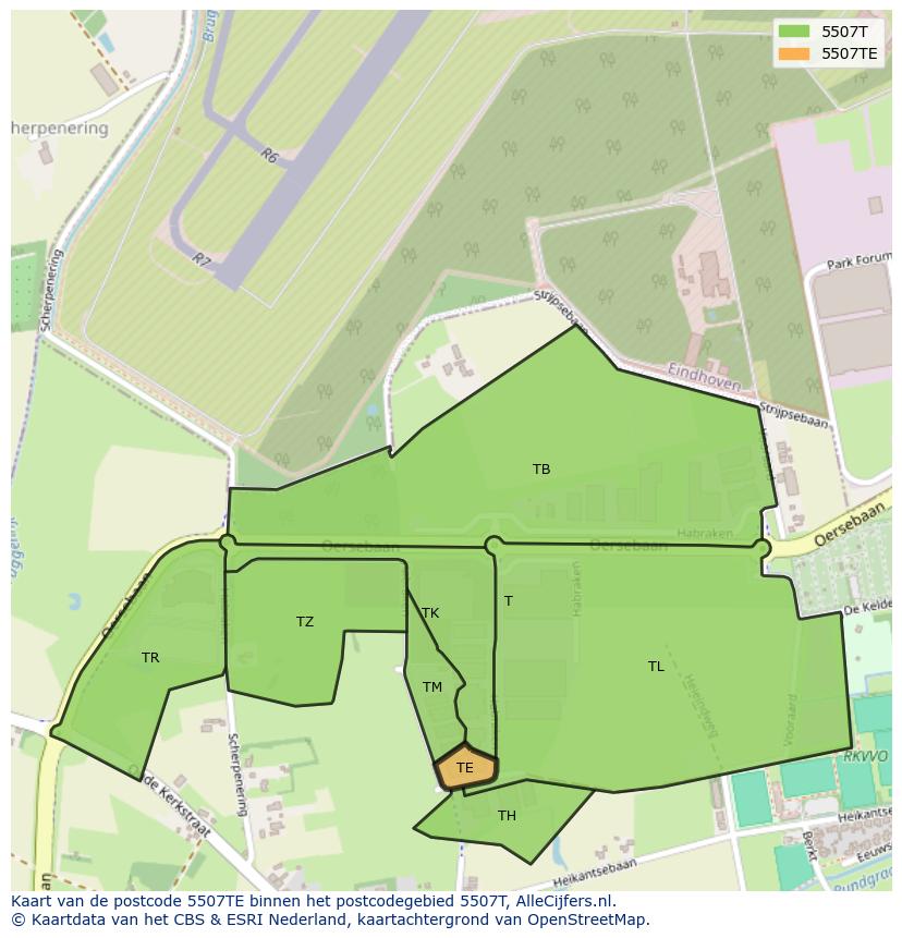 Afbeelding van het postcodegebied 5507 TE op de kaart.