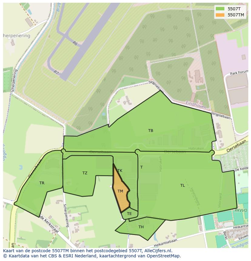 Afbeelding van het postcodegebied 5507 TM op de kaart.