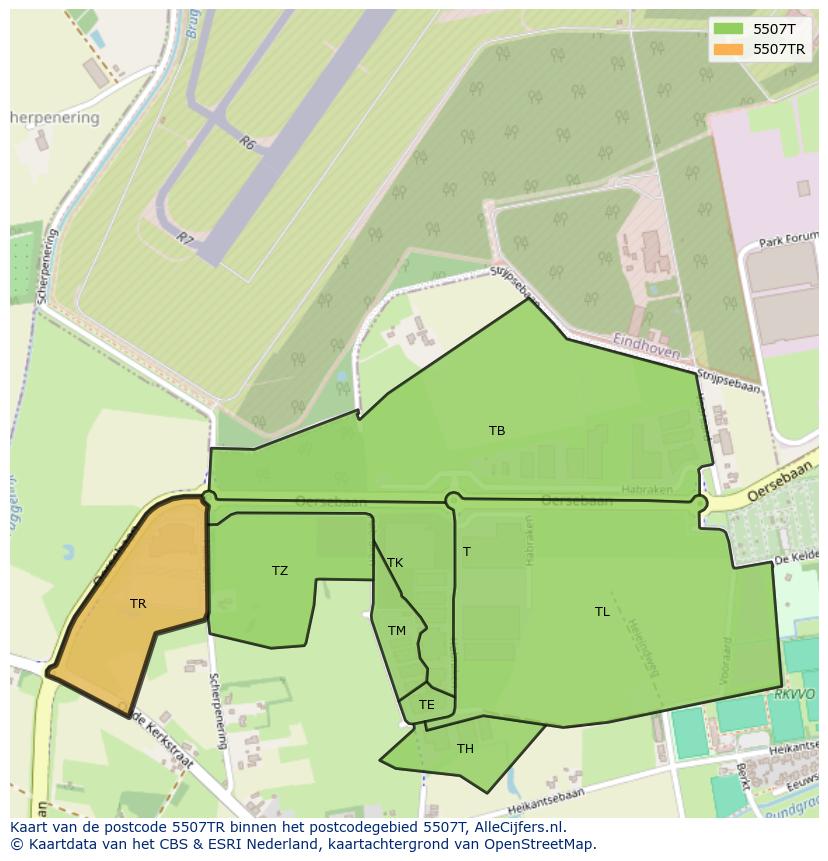 Afbeelding van het postcodegebied 5507 TR op de kaart.