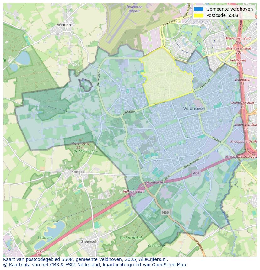 Afbeelding van het postcodegebied 5508 op de kaart.