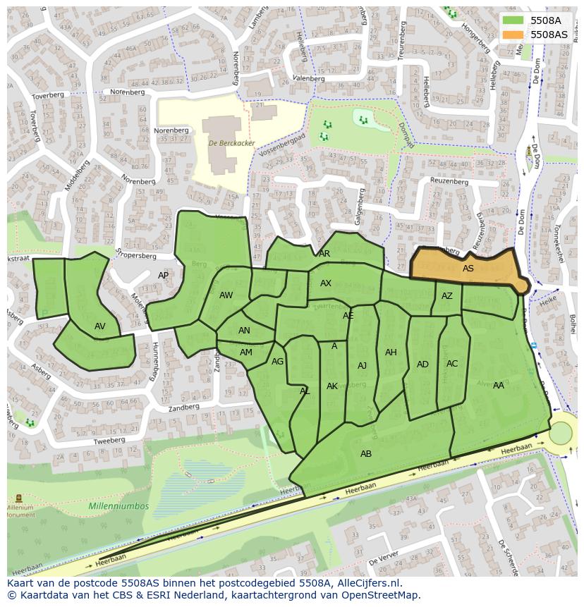 Afbeelding van het postcodegebied 5508 AS op de kaart.
