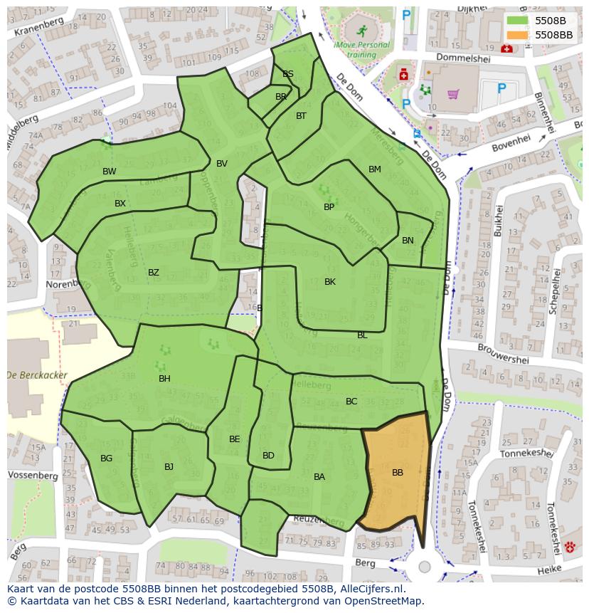 Afbeelding van het postcodegebied 5508 BB op de kaart.