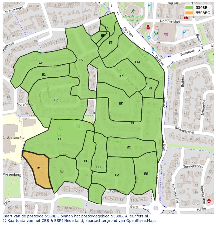 Afbeelding van het postcodegebied 5508 BG op de kaart.