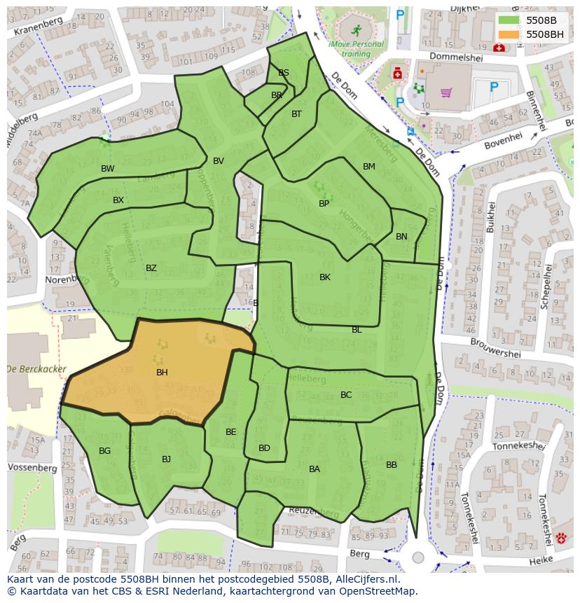 Afbeelding van het postcodegebied 5508 BH op de kaart.